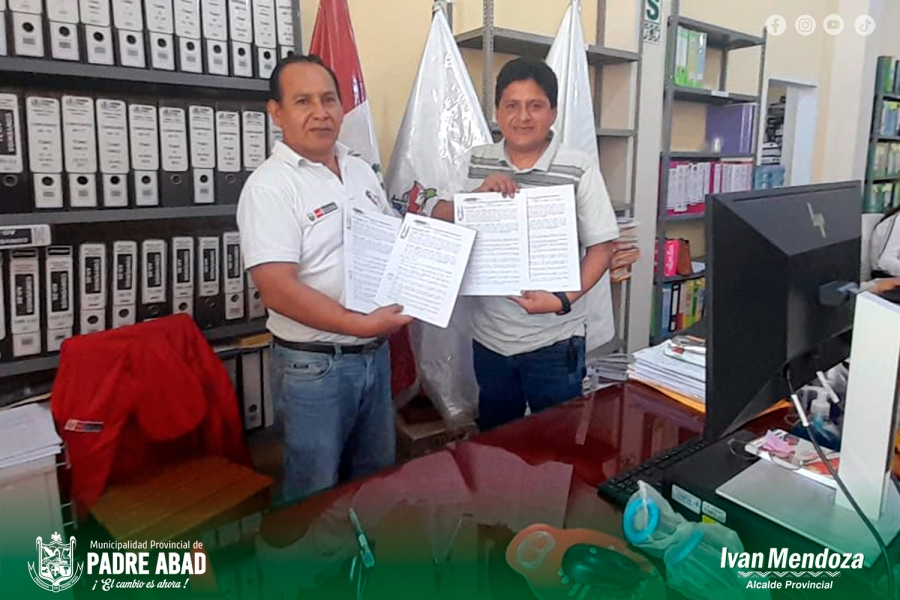 ALCALDE PROVINCIAL FIRMO CONVENIO CON LURAWI PERÚ A FIN DE GENERAR EMPLEO TEMPORAL EN PADRE ABAD